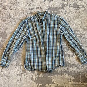 St. John's Bay Blue and Green Plaid Shirt
